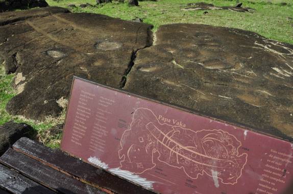 Papa vaka, local de antigas moradias em Rapa Nui (ou Ilha de Páscoa), território chileno no meio do Oceano Pacífico
